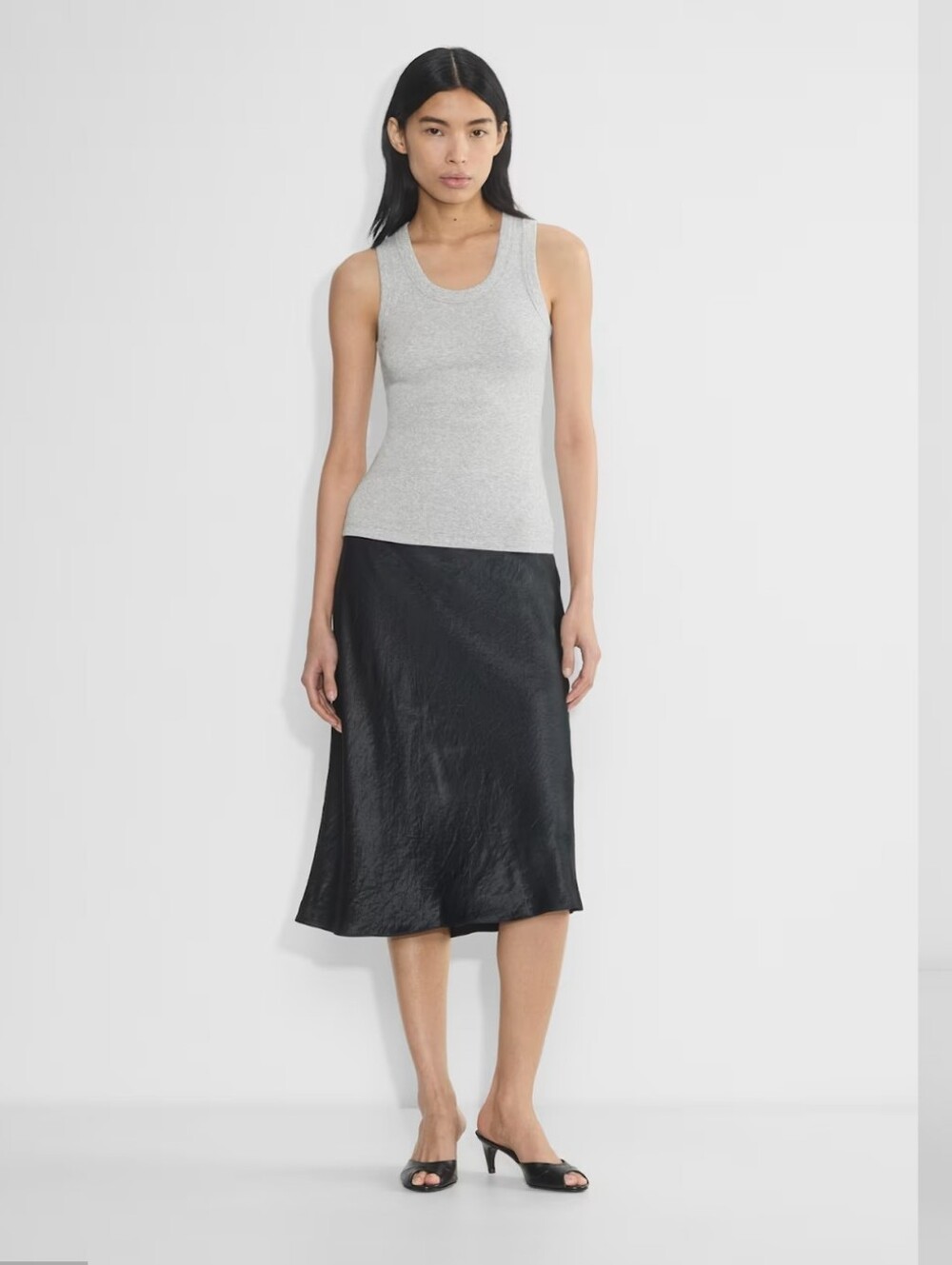 Aritzia Slip Satin Midi Skirt